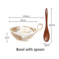 Ljojo Marble Pattern Ceramic Bowl with Handle, Set of 4