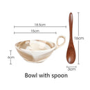 Ljojo Marble Pattern Ceramic Bowl with Handle, Set of 4