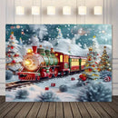 Christmas Candy Train Tapestry - Ljojo Red Background Cloth for Outdoor Home Decoration