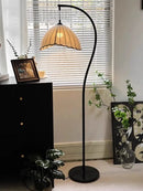 Nordic Wabi-Sabi Retro Fabric E27 Floor Lamp for Medieval Living Room by Ljojo