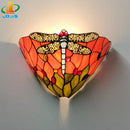 12 Inch Tiffany Dragonfly Glass Wall Lamp for Living Room - Mediterranean Style Wall Lighting by Ljojo