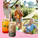 Ljojo 16oz Frosted & Clear Plastic Water Bottles Durable Reusable Portable DIY Drinkware