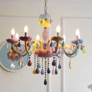 Ljojo Macaron Crystal Chandelier Girls Room Princess Light Fixture
