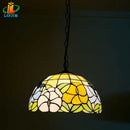 12-inch American-style Embankment Flower Chandelier: Tiffany Glass Lighting by Ljojo for Milk Tea Shop & Coffee Restaurant