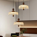Ljojo Vintage Water Drop Pendant Chandelier, Walnut LED Light for Restaurant Bedroom Bar