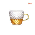 Ljojo 100ml Glass Fish Scale Teacup Set Transparent Handle Kung Fu Small Cup
