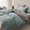 Ljojo 2024 Solid Color Milk Fleece 4-Piece Set with Wide Edge Craft & Flannel Quilt Cover