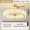 Ljojo Luxury Crystal Feather Ceiling Fan Chandelier French Modern Dining Room Pendant Lamp