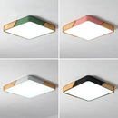 Ljojo Square Nordic LED Ceiling Lamp Wood 36W 60W 90W 144W Indoor Lighting Home Decor