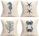 Ljojo Marine Life Blue Pillow Case Set - Home Decor Ocean Sailing Theme