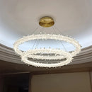 Ljojo Luxurious Circle Pendant Light with Dimmable LED and K9 Crystals for Parlor