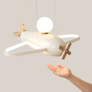 Ljojo Modern Airplane Pendant Lamp for Kids Boy Bedroom Blue Cream Chandelier