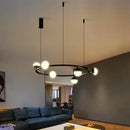 Ljojo Modern Ring Led Pendant Lights Living Room Chandelier Black Decoration Lighting