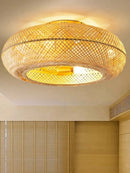 Bamboo Ceiling Fan with Lights Remote Control - 50cm Invisible Blades by Ljojo