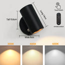 Ljojo LED Remote Charge Wall Lamp 3-Color Bedroom Living Room Lighting