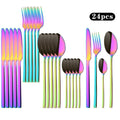 Ljojo 24Pcs Gold Cutlery Set Stainless Steel Flatware Dinnerware Kitchen Tableware