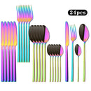 Ljojo 24Pcs Gold Cutlery Set Stainless Steel Flatware Dinnerware Kitchen Tableware