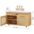 Ljojo™ Bamboo Shoe Storage Bench with Padded Seat and Doored Cabinet