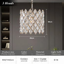 Luxury Gold K9 Crystal Chandelier for Bedroom Dining Room | Elegant Round Pendant Light by Ljojo