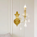 French Medieval Style Crystal Copper Wall Lamp for Living Room - Ljojo