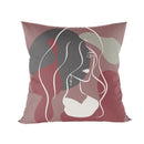 Abstract Line Drawing Girls Print Cushion Cover 45x45cm by Ljojo