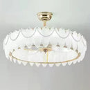 Ljojo Luxury Crystal Feather Ceiling Fan Chandelier French Modern Dining Room Pendant Lamp