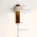 Ljojo Mid Century LED Wall Lamp Yellow Travertine Wood Light for Living Room