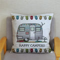 Happy Campers Owl Motorhome Print Pillow Case by Ljojo