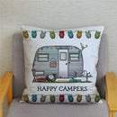 Happy Campers Owl Motorhome Print Pillow Case by Ljojo