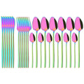 Ljojo 24-Piece Stainless Steel Dinnerware Set White Silver Flatware Tableware Kit
