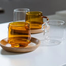Ljojo 350ml Stackable Glass Coffee Tea Cup in Amber Blue Green Colors
