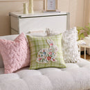 Embroidered Floral Rabbit Pillow Cover Ljojo 18x18inch White Pink Green