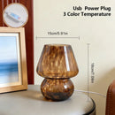 Glass Mushroom Bedside Lamp Cream Simple Girly Bedroom Decoration - Ljojo