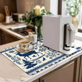 Christmas Deer Silhouette Non-Slip Drying Mat for Kitchen Counters and Tables by Ljojo
