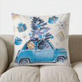 Blue Car & Tree Christmas Pillow Cover - Ljojo Brand