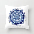 Geometric Blue Ink Flower Pillowcase for Stylish Home Decor by Ljojo