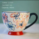 Hand-painted Ceramic Oatmeal Mug, Large Capacity Tea & Coffee Cup by Ljojo