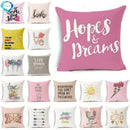 Ljojo Letter Print Pillow Case 45x45 cm Linen Cushion Cover for Home Decor