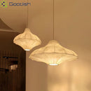 Japanese Wabi Sabi Silk E27 White LED Pendant Light for Living Room by Ljojo