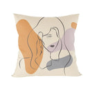 Abstract Line Drawing Girls Print Cushion Cover 45x45cm by Ljojo