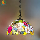 12-inch American-style Embankment Flower Chandelier: Tiffany Glass Lighting by Ljojo for Milk Tea Shop & Coffee Restaurant