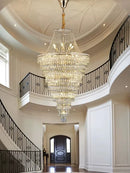 Large Long Crystal Chandelier Golden Stainless Steel Light for Hotel Lobby Staircase by Ljojo