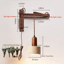 Ljojo Mid Century Modern LED Wall Light - Black Travertine Folding Bedside Lamp