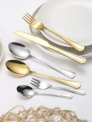 Ljojo 24-Piece Stainless Steel Silver Cutlery Set for Family, Hotel, and Restaurant