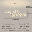 Ljojo Modern Lotus Leaf Ceramics Chandelier Hanging Pendant Lights Home Decor