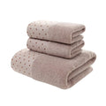 Ljojo 3-Piece Waffle Towel Set: 1 Bath, 2 Hand Towels - Cream