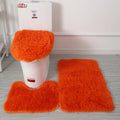 Ljojo 3 Piece White Bathroom Rugs Sets Non-Slip Bath Mats Lid Cover Contour Mat