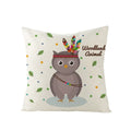 Ljojo Lovely Animals Linen Cushion Cover - Cute Bear Fox Deer Print