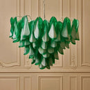 Large Green Petal Glass Chandelier Pendant Light Fixture for Living Room by Ljojo