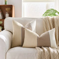 Cream Tan Two Tone Striped Pillow Cover for Home Sofa Couch Living Room by Ljojo